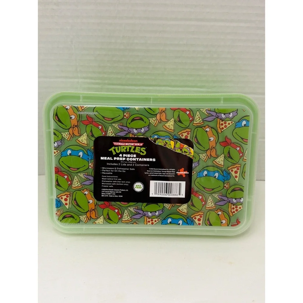 Meal Prep Containers Set Nickelodeon TMNT Teenage Mutant Ninja Turtles 4 Piece